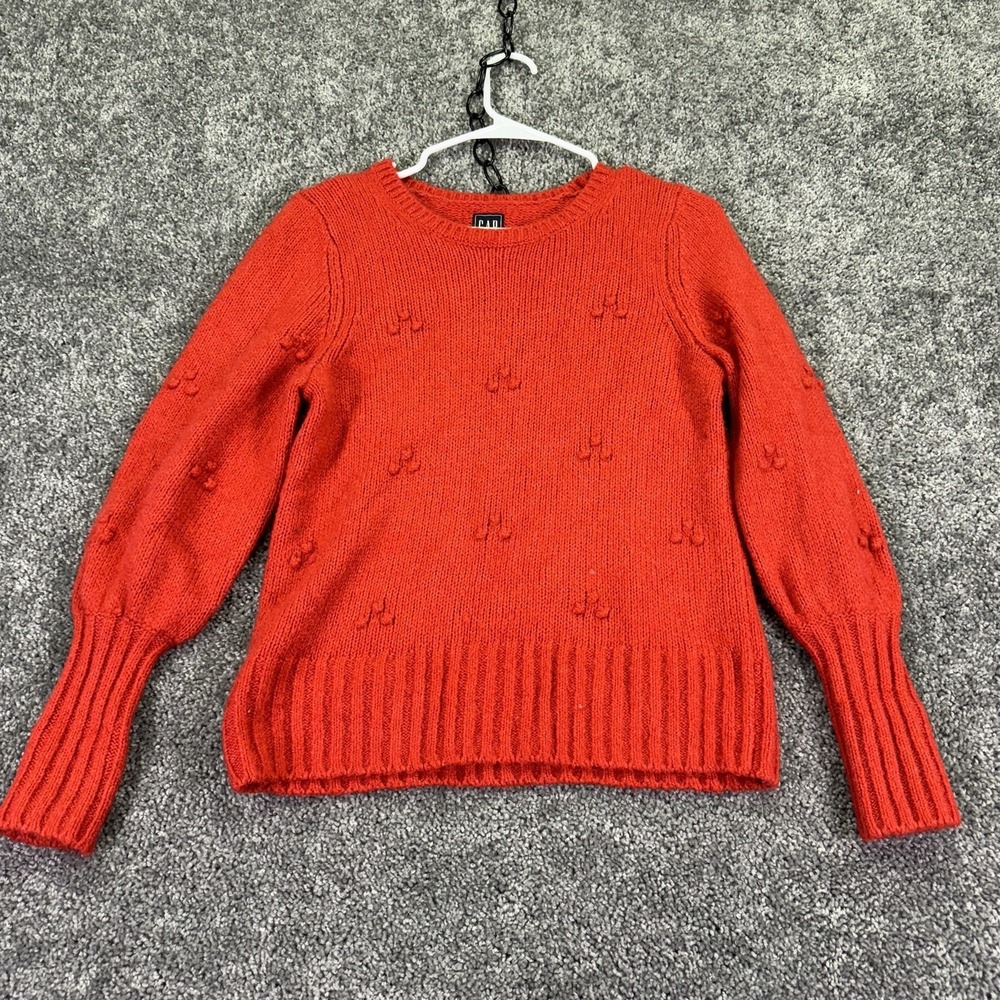 Gap Sweater Womens XS Red Crew Neck Balloon Sleeve Chunky Knit Pullover Cozy